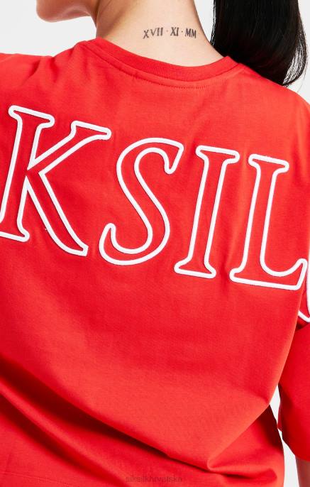 SikSilk žene crop majica s markom crvene boje D08836 odjeća