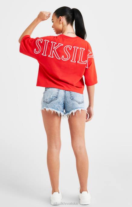 SikSilk žene crop majica s markom crvene boje D08836 odjeća