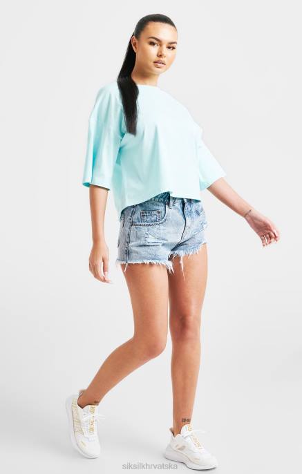 SikSilk žene crop majica s oznakom aqua D08860 odjeća