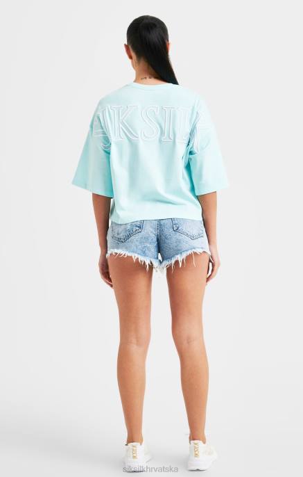 SikSilk žene crop majica s oznakom aqua D08860 odjeća