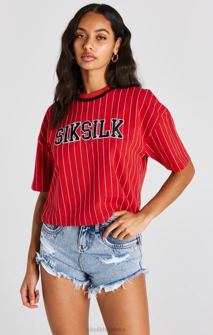 SikSilk žene crvena bejzbol prugasta majica D08844 odjeća