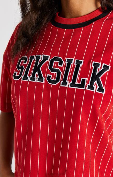 SikSilk žene crvena bejzbol prugasta majica D08844 odjeća