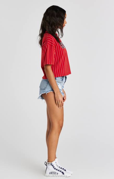 SikSilk žene crvena bejzbol prugasta majica D08844 odjeća