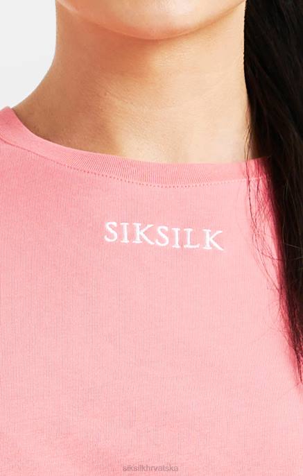 SikSilk žene ružičasta majica kratkih rukava s ponavljajućim logotipom D08865 odjeća