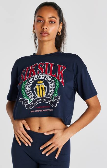 SikSilk žene tamnoplava sveučilišna majica kratkih rukava D08828 odjeća