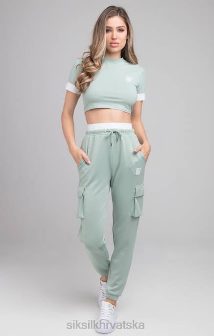 SikSilk žene zelena crop majica D08846 odjeća