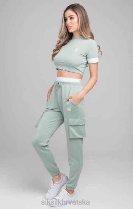 SikSilk žene zelena crop majica D08846 odjeća