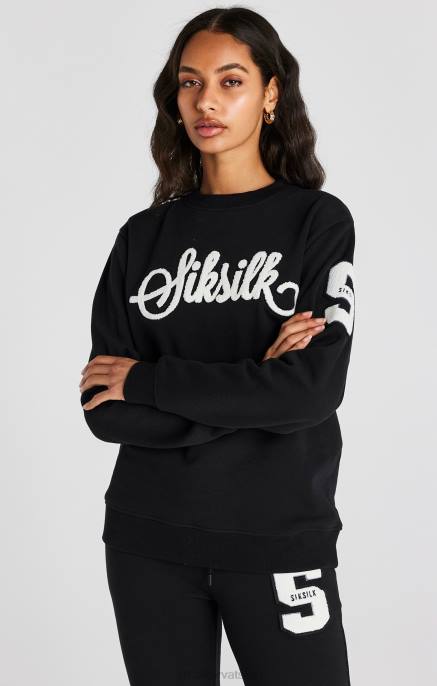 SikSilk žene crna sveučilišna majica s logom D08876 odjeća