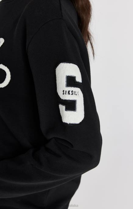 SikSilk žene crna sveučilišna majica s logom D08876 odjeća