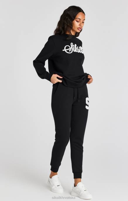 SikSilk žene crna sveučilišna majica s logom D08876 odjeća