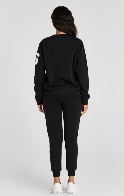 SikSilk žene crna sveučilišna majica s logom D08876 odjeća