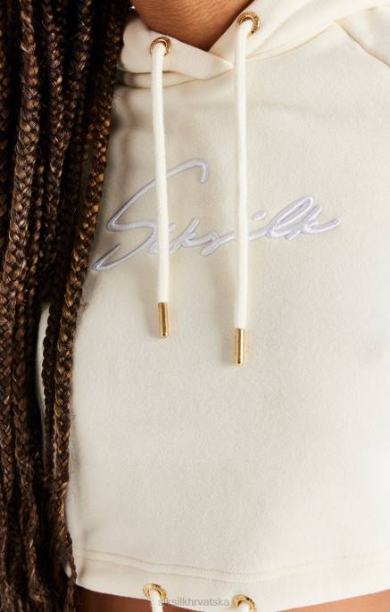 SikSilk žene ecru skraćena majica s kapuljačom D08886 odjeća